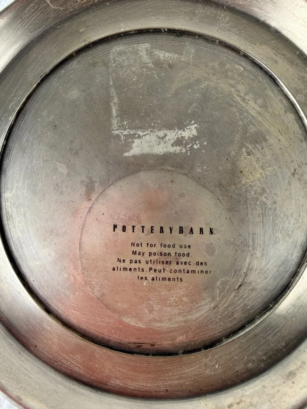 Pottery Barn Silver Decorative Pewter Wine Bottle Coaster Candle Holder